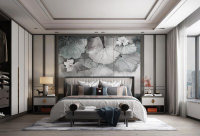 新中式家居卧室3D模型下载